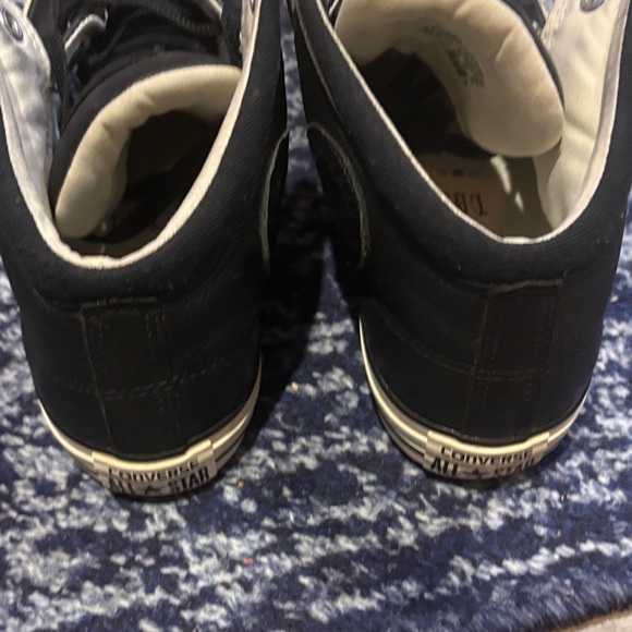 Converse Faux Leather Black and Cream High-Top Sneakers - Picture 4 of 6